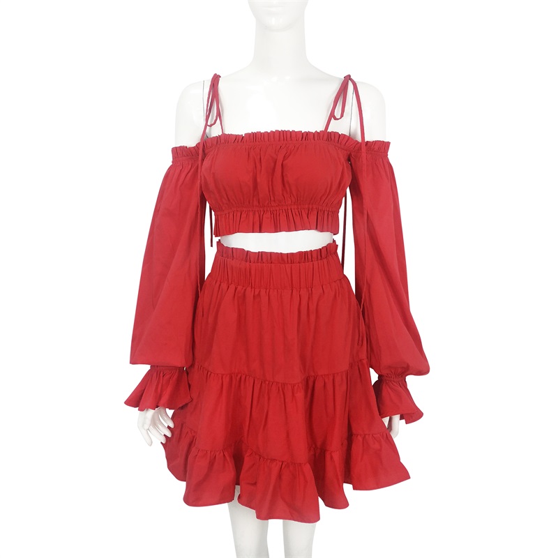 Red two piece sets clothes