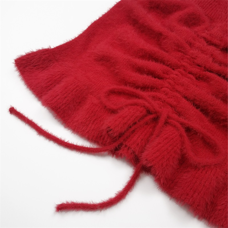 Red knitted two piece sets clothes