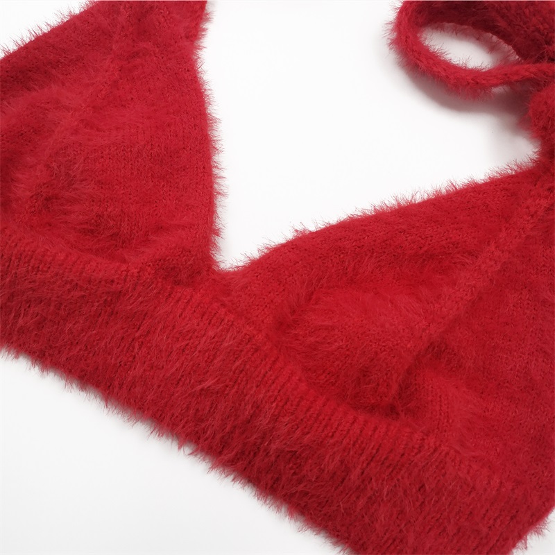 Red knitted two piece sets clothes