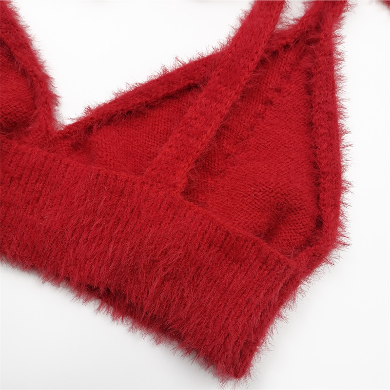 Red knitted two piece sets clothes