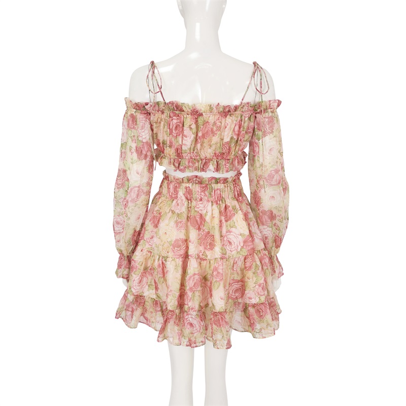 Floral printed two piece sets clothes