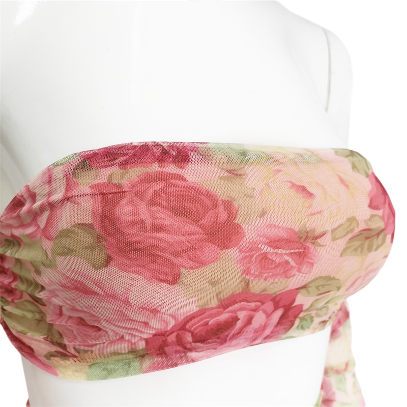 Floral printed mesh two piece sets