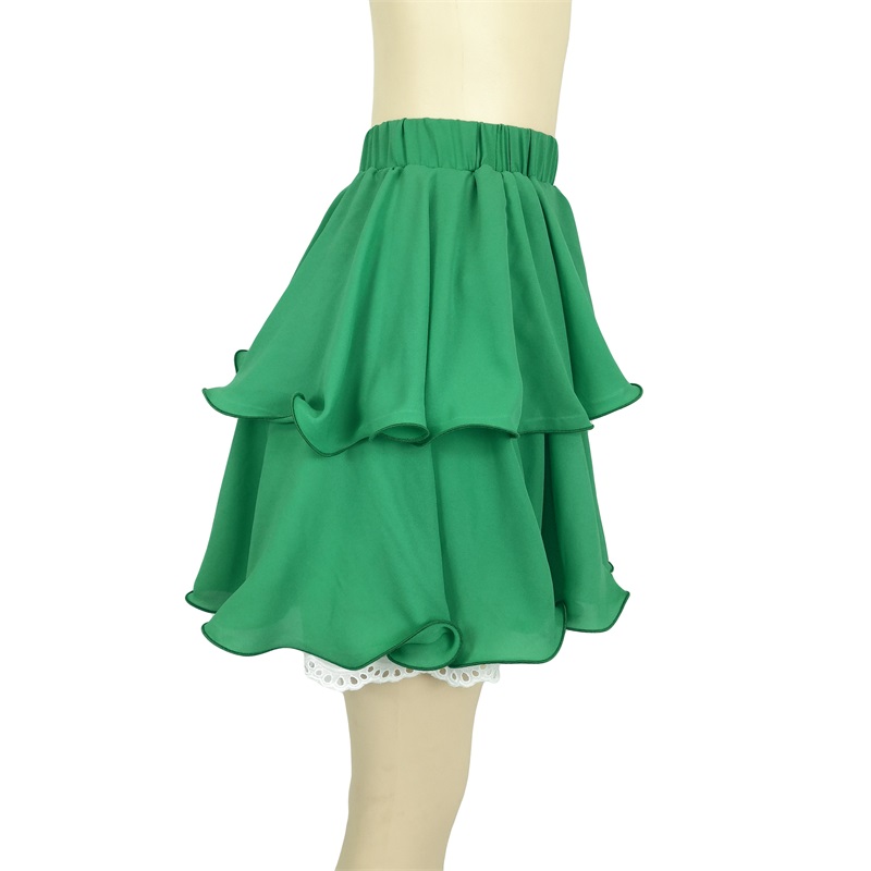 Green layered mini skirt