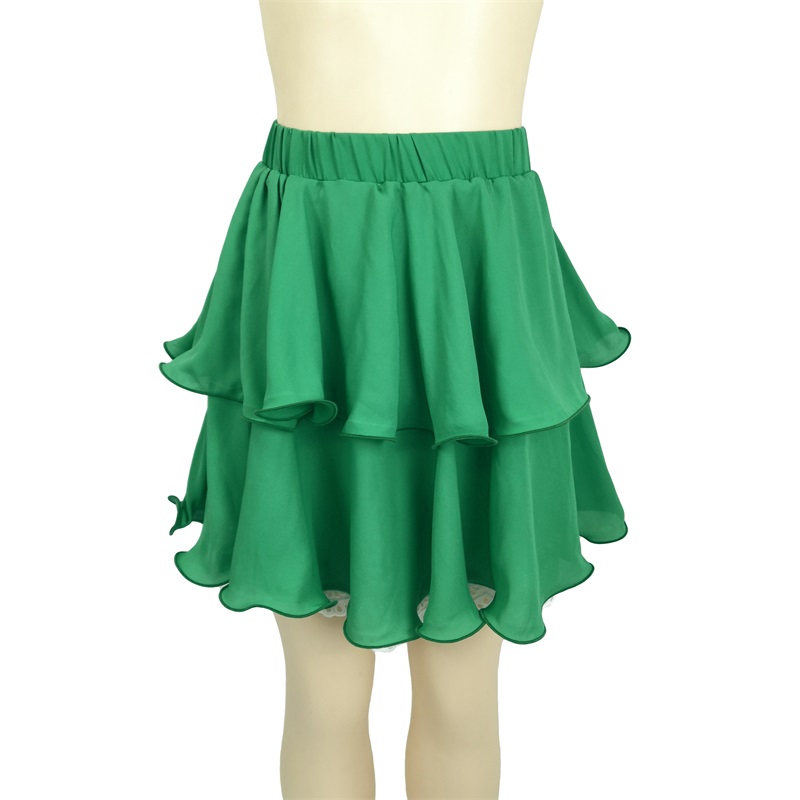 Green layered mini skirt