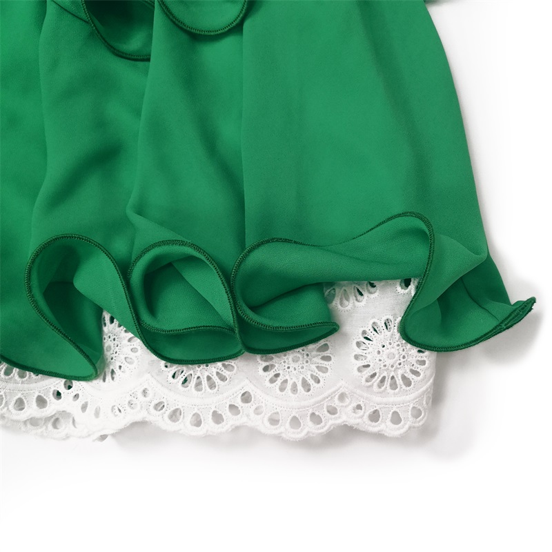 Green layered mini skirt