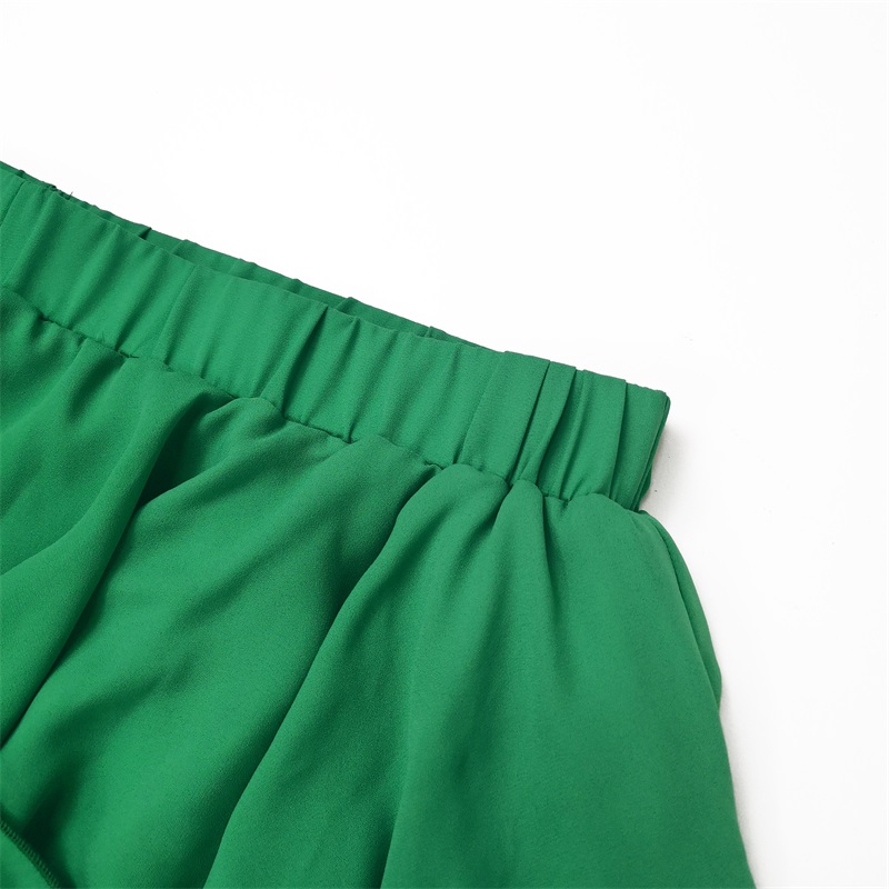 Green layered mini skirt