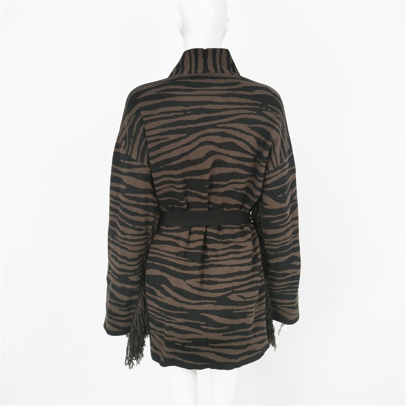 Zebra pattern long sleeves robe sweater