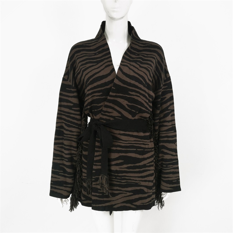 Zebra pattern long sleeves robe sweater