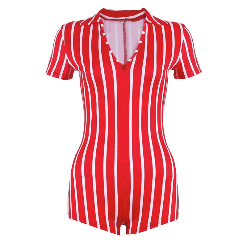 Women's summer casual striped sexy jumpsuit