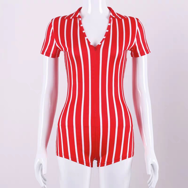 Women's summer casual striped sexy jumpsuit