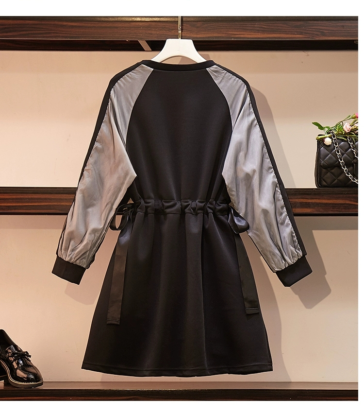 Trendy Fashion Fall Winter Women Ladies Long Sleeve Contrast Color Blocking Loose Long Maxi Straight Dress Casual Women Dress