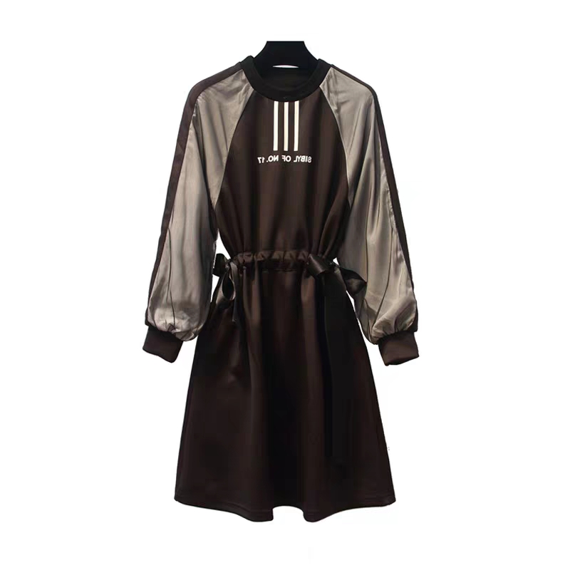 Trendy Fashion Fall Winter Women Ladies Long Sleeve Contrast Color Blocking Loose Long Maxi Straight Dress Casual Women Dress