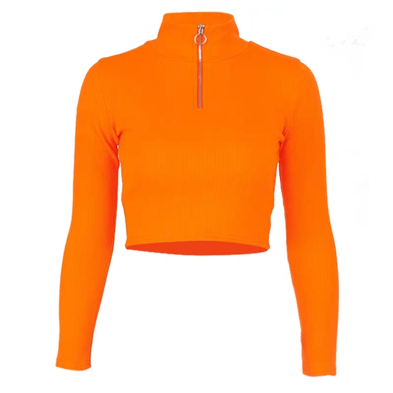 Yoga Clothing Women's Standing Collar Zipper Long-Sleeved Yoga High Elastic Sports Clothes Fitness Running Outdoors