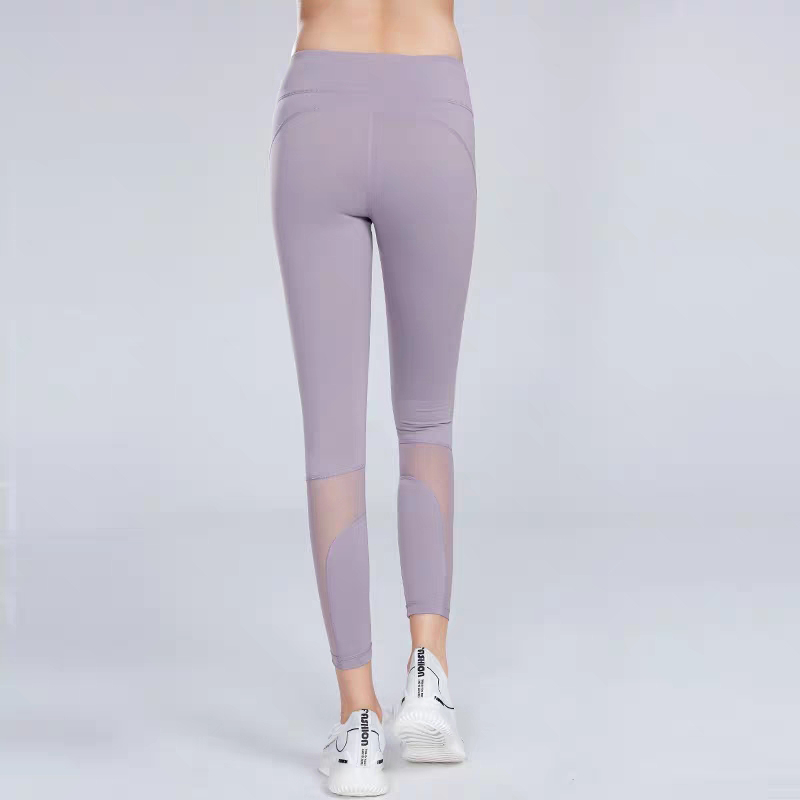 High-waisted hip lift yoga pants Women's seven-point mesh skinny leg sweatpants Sexy running fast dry tight