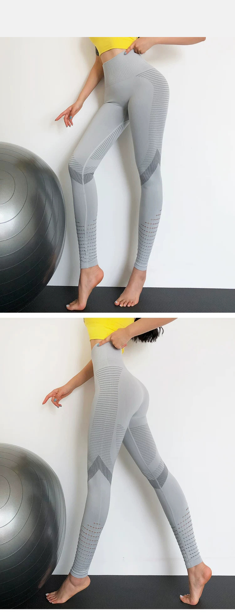 2025 New Sports and Fitness Fast Drying High Waisted Mesh Yoga Elastic Leggings