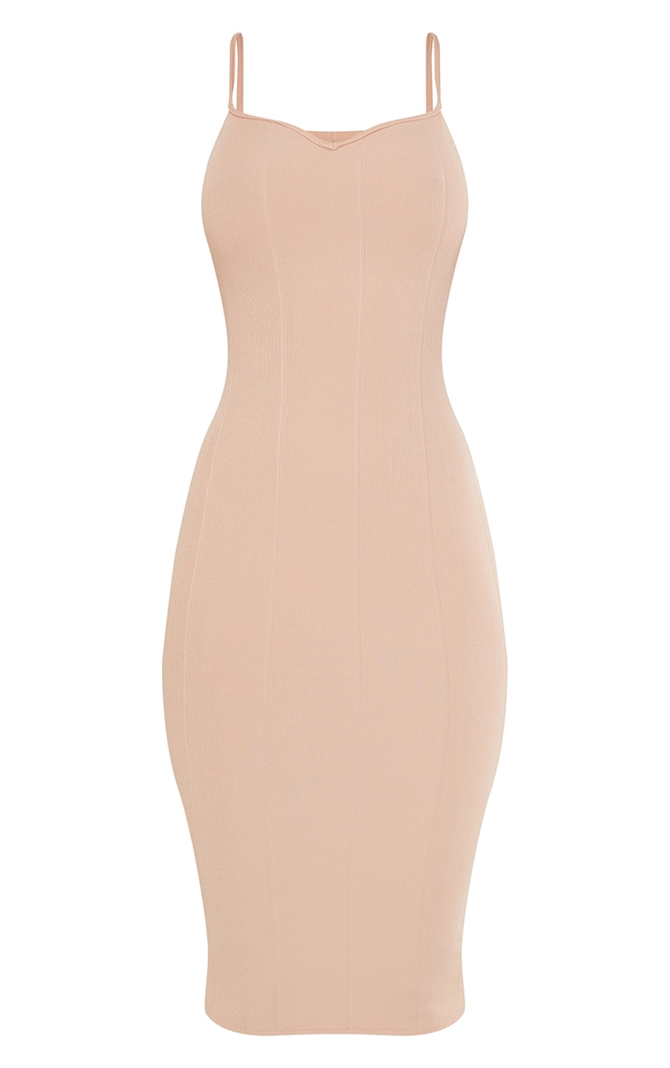 New Fashion Women Casual Spaghetti Strap Slim Body Midi Dress