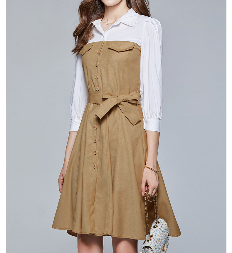 2025 Fashions Women Clothing Button up Shirt Dress Patchwork Casual Dresses